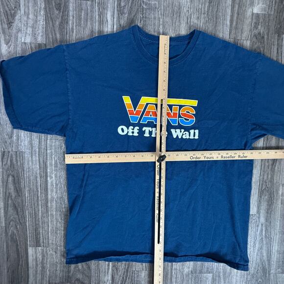 Vans Off The Wall Blue Graphic Tee Vintage Style Skate Shirt - Picture 2 of 3